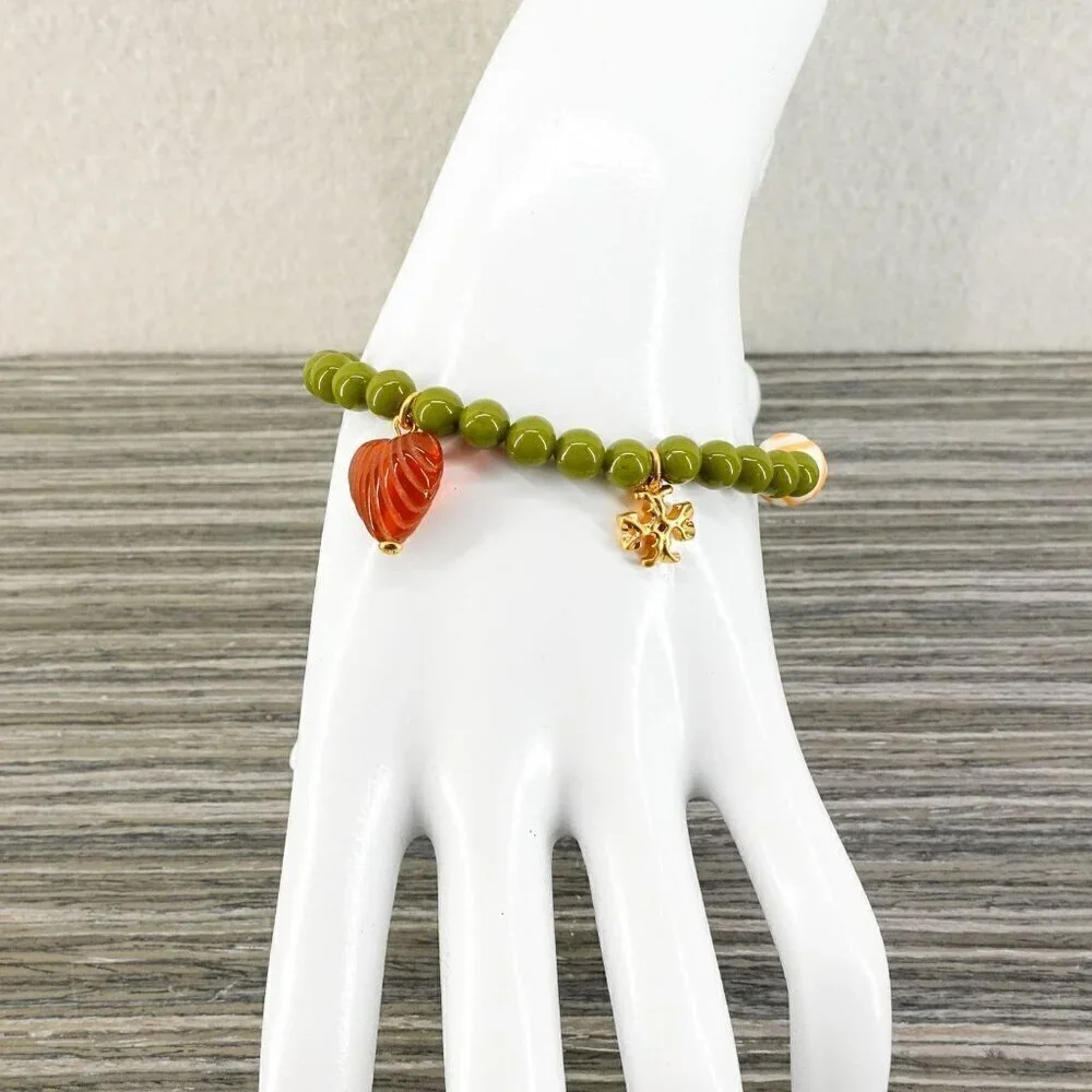 Tory Burch Women's Roxanne Beaded Tassel Bracelet Green OS